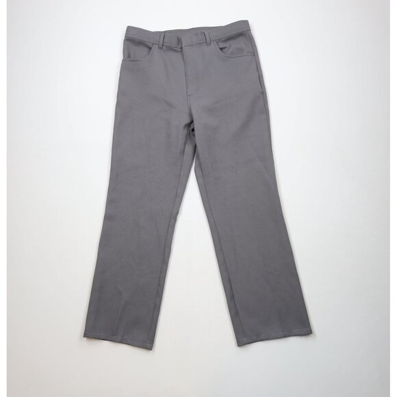 Vintage 90s Streetwear Mens 34x30 Faded Knit Flared Wide Leg Chino Pants Gray